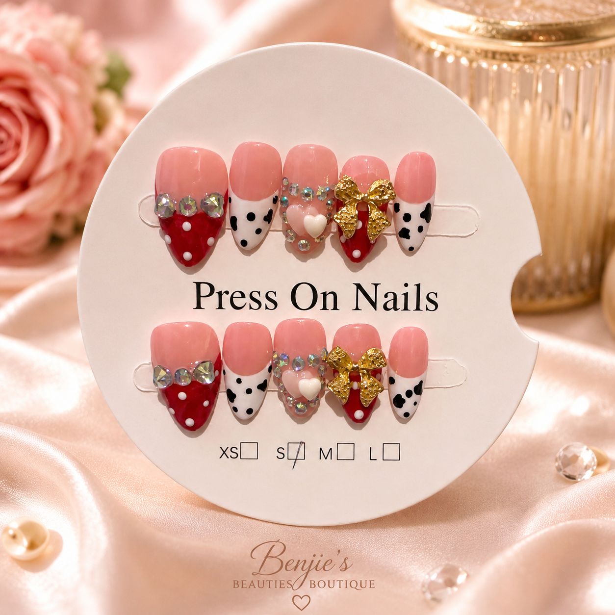 Pretty in Polka Bows press-on nail set